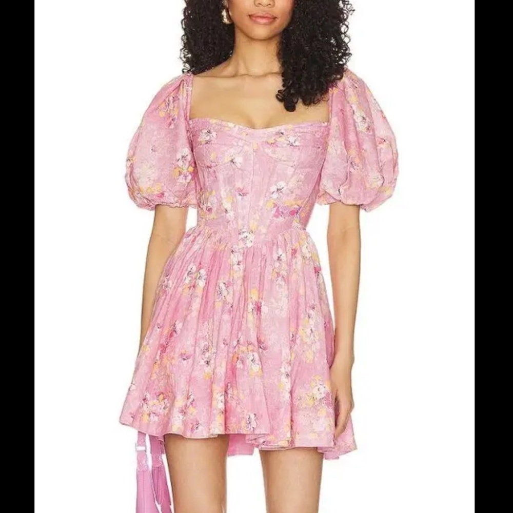 LAST DAY -- Bardot Kiah Corset Mini Dress in Pink Garden